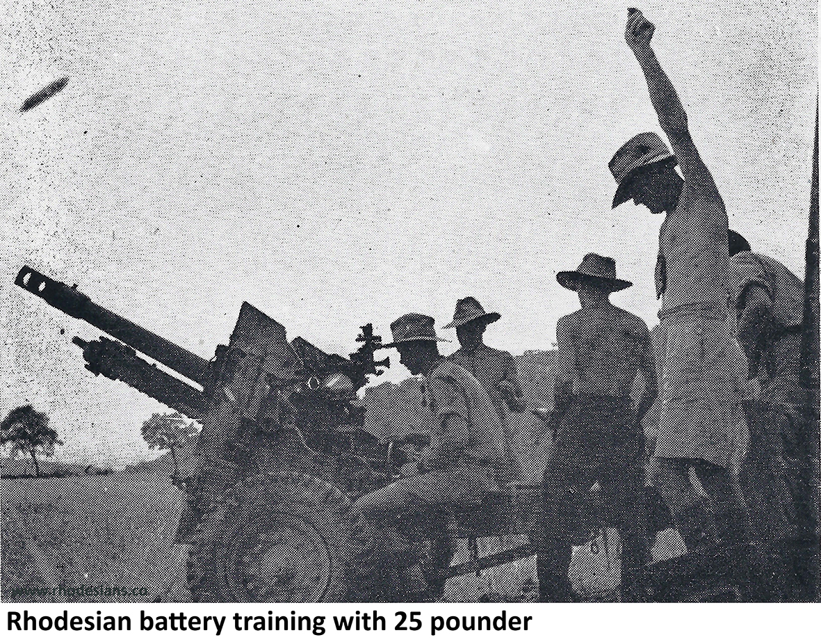 Rhodesian battery training with 25 pounder