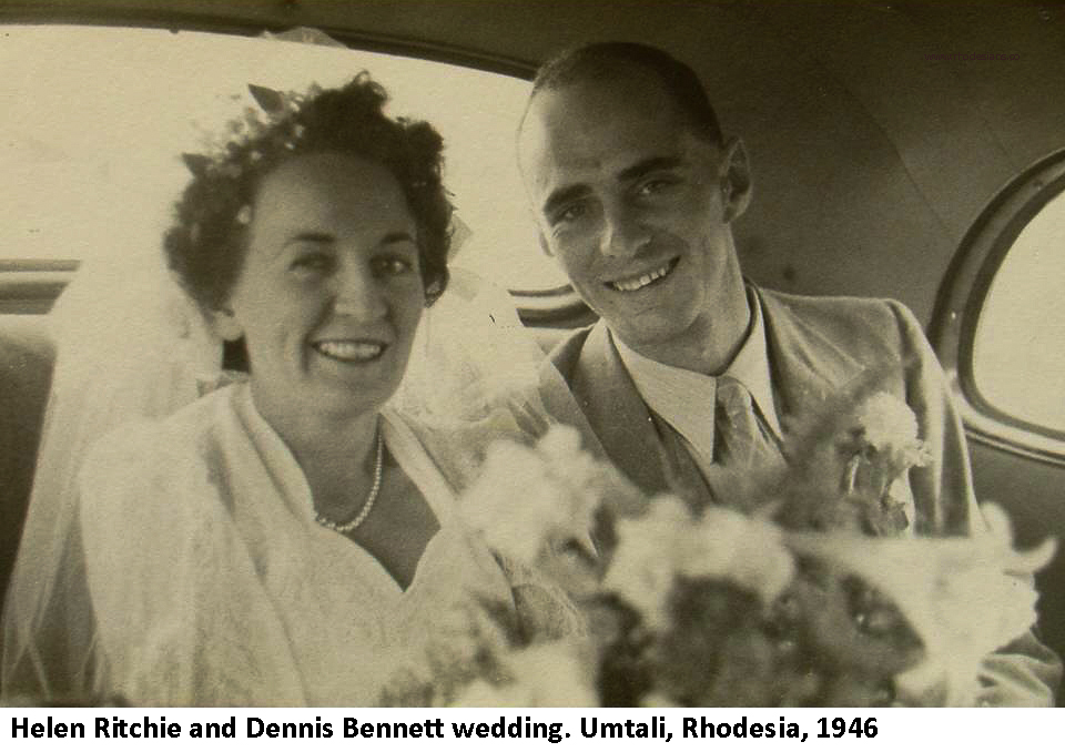 Helen Ritchie and Dennis Bennett wedding 1946 in Umtali
