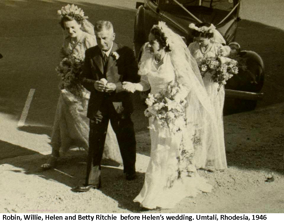 Robin, Willie, Helen and Betty Ritchie at Helen's wedding to Dennis Bennett in Umtali