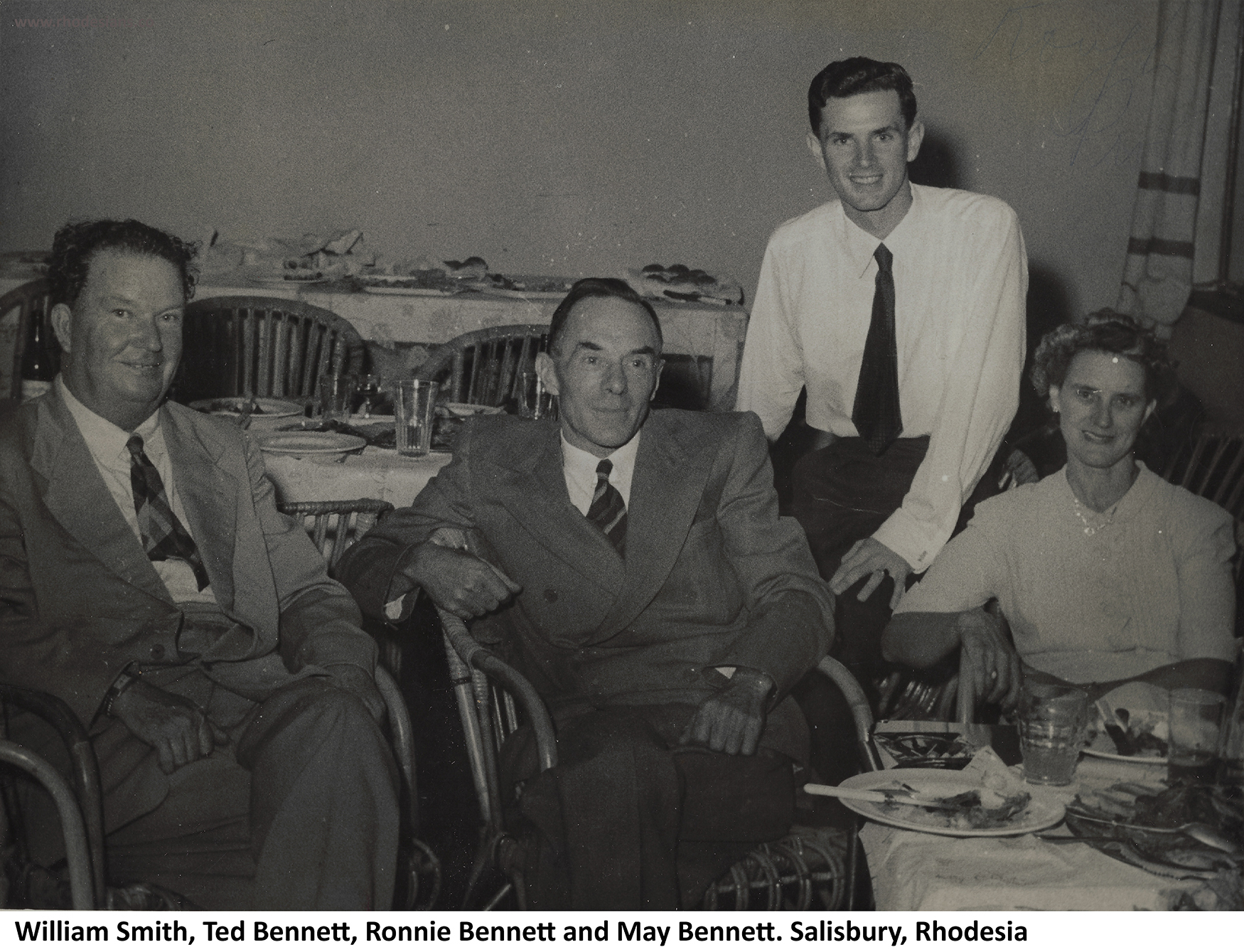 Willie Smith and Ted Bennett of Smith and Bennett with Ronnie and May in Salisbury, Rhodesia