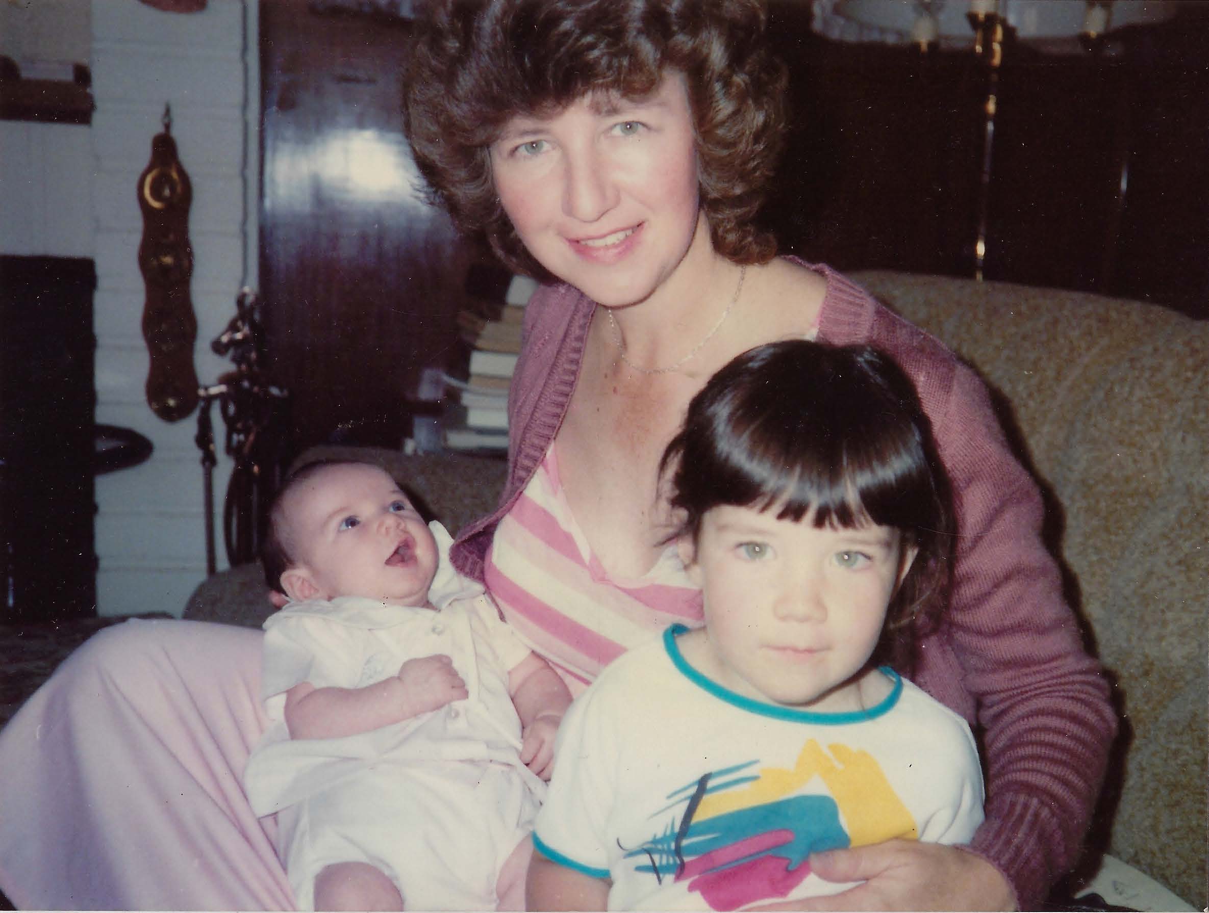 Lynn in Lusaka after birth of Christie with Tara in 1987