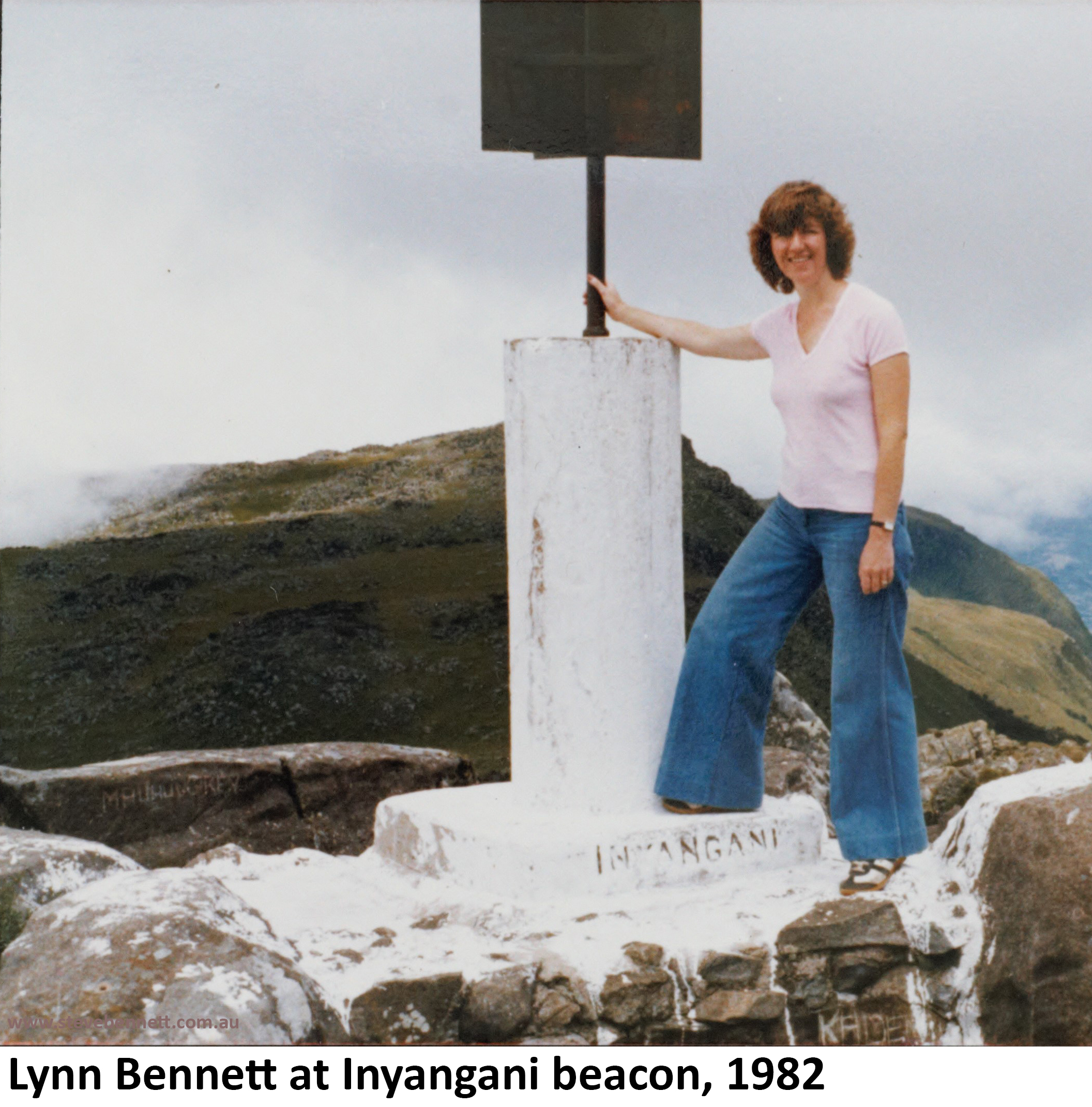 Lynn Bennett at Inyangani Mountain summit during honeymoon in 1982